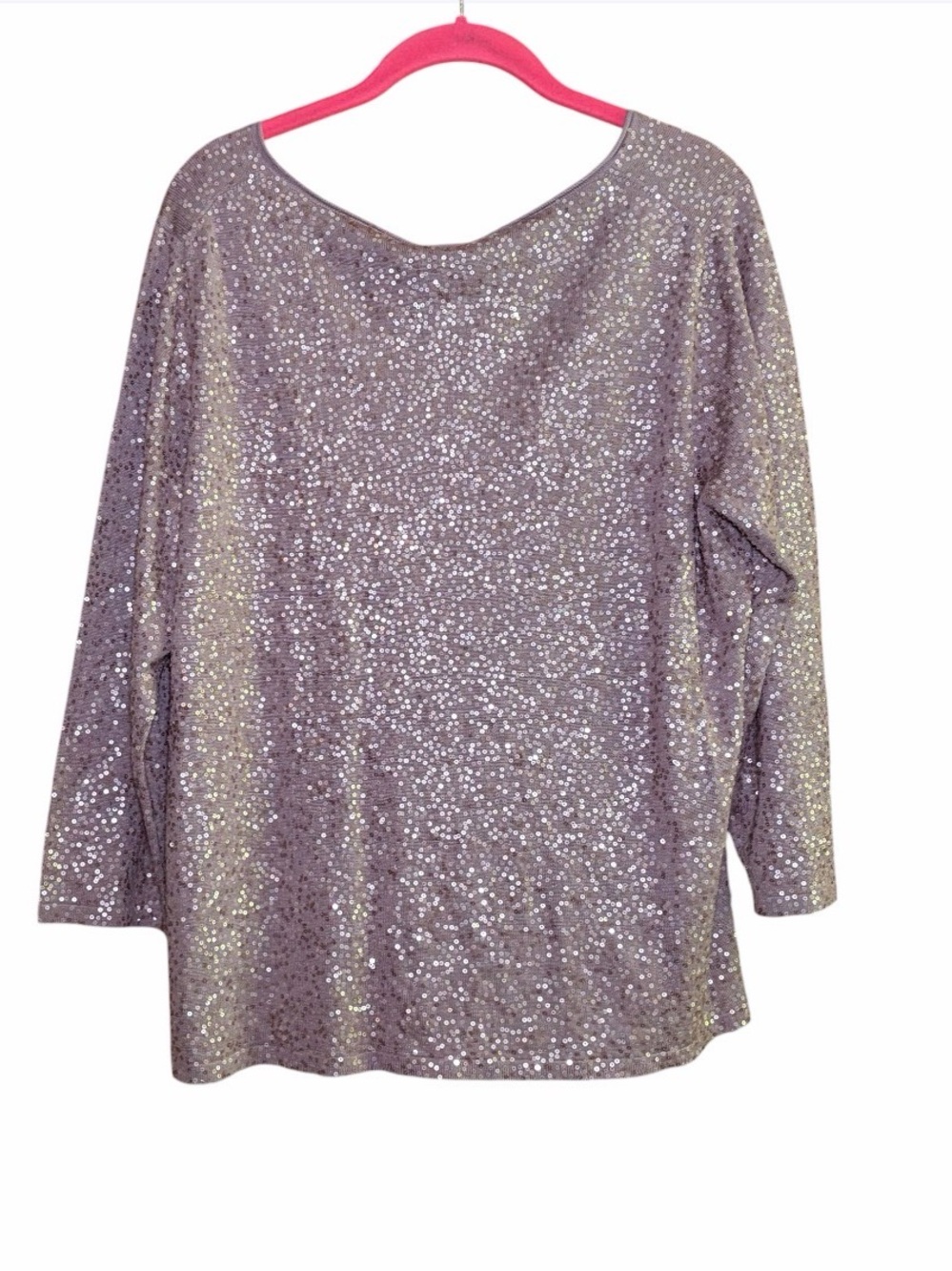 Eileen Fisher Silk Sequin Sparkle Top XL Mauve Lavender NWT - Picture 2 of 5